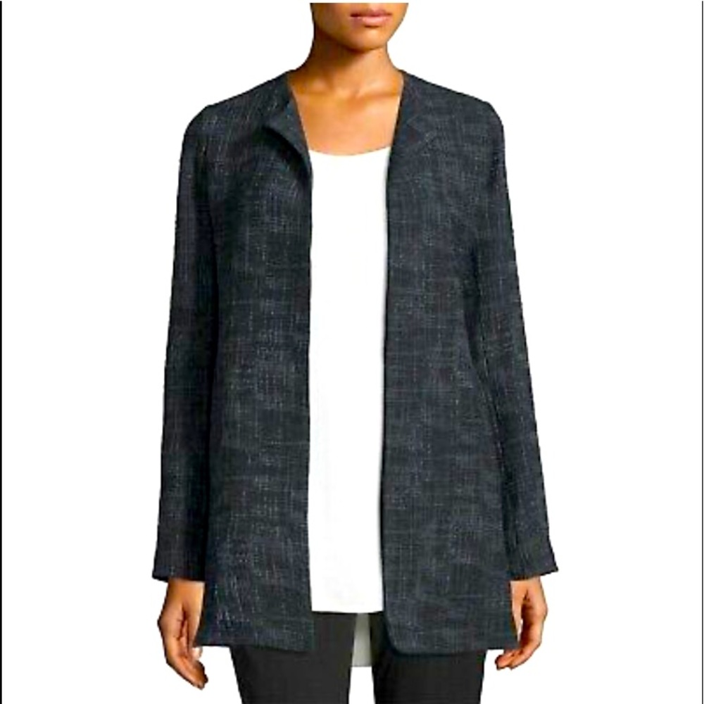 Eileen Fisher Longline Oversized Open Front Cardigan Jacket w/ Pockets XS